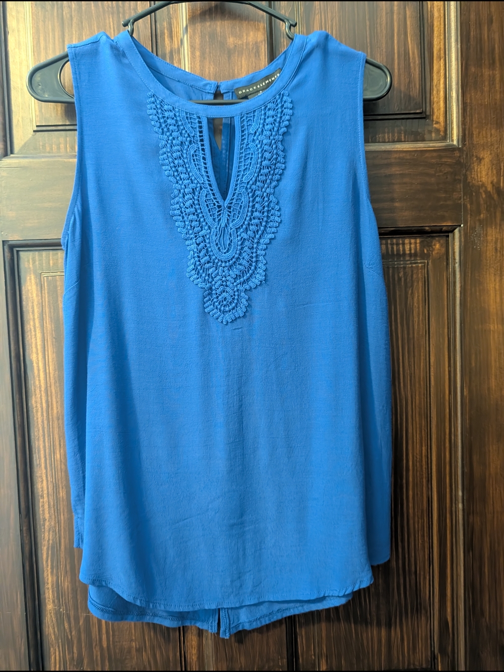 Grace Elements Royal Blue Crochet-Trim Sleeveless Tank